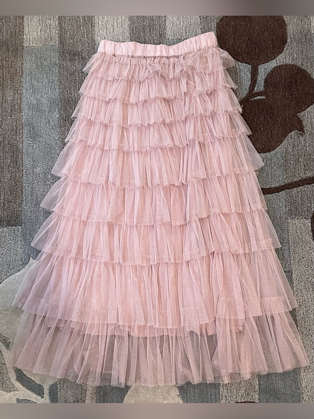 Anthropologie |Cupcakes & Cashmere Tiered Tulle Maxi Skirt. Dusty Pink